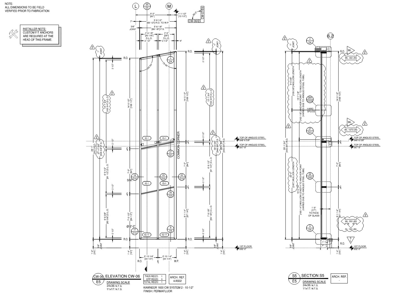 Attachment condition, support detail, and layout intent