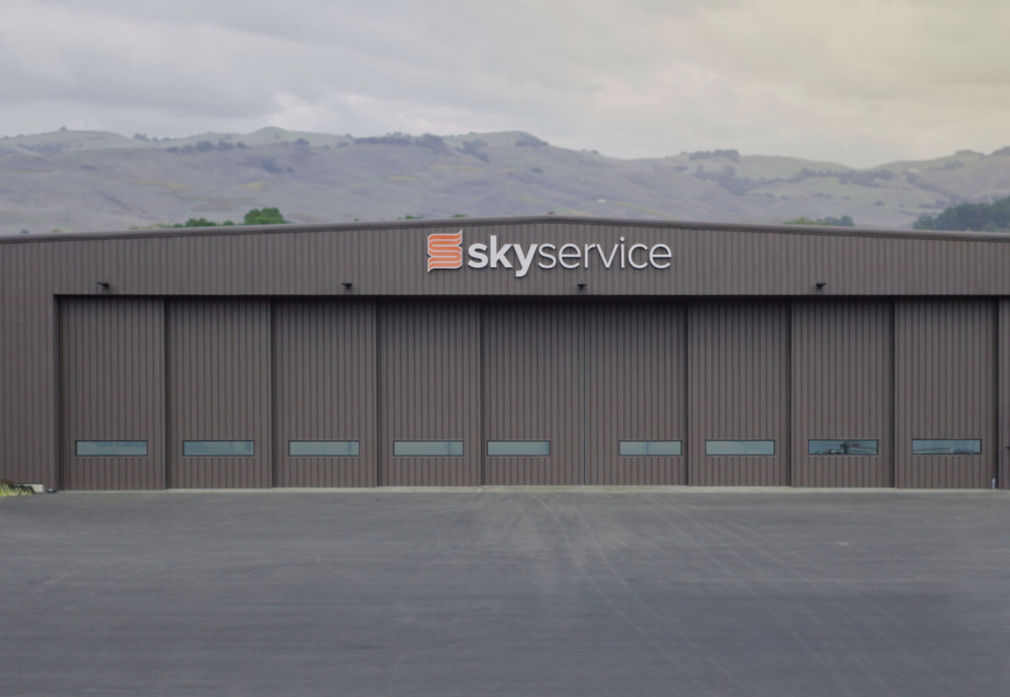 Skyservice Napa hangar doors Hangar doors at Skyservice Napa with AEP Span metal panels above the door head, shop drawings by MP Drafting