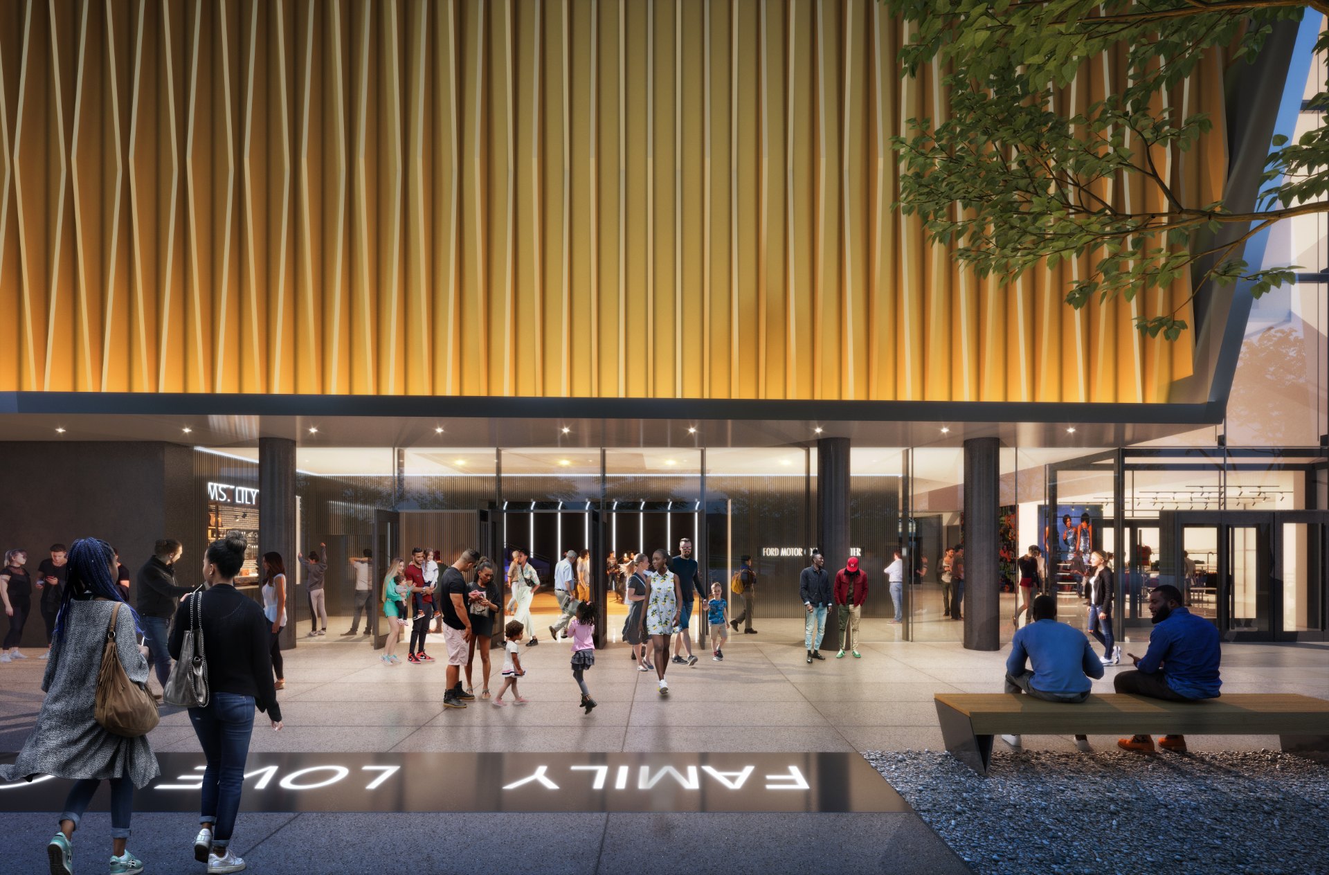 Motown Museum expansion main entrance rendering Motown Museum expansion entrance rendering with CR Laurence Entice narrow stile doors